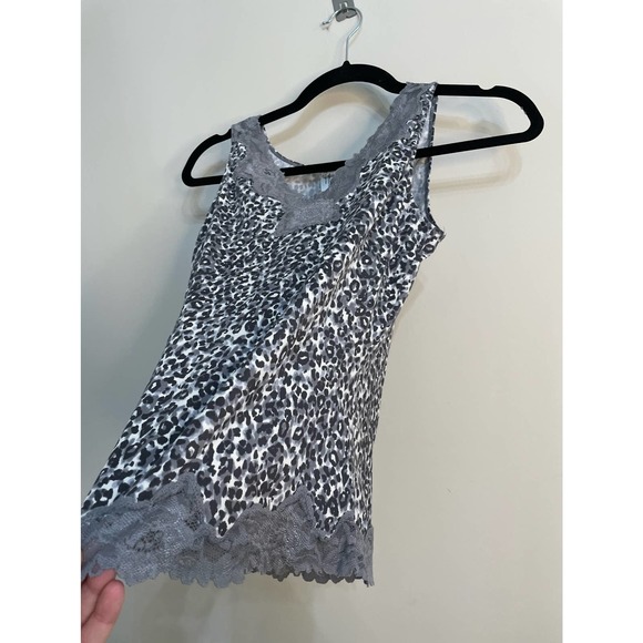 Flexees Womens Shapewear Grey Black White Animal Print and Lace Camisole SZ L - Picture 3 of 8